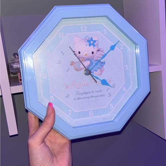 Hello Kitty Blue Angel Wall Clock - Picture 2 of 3